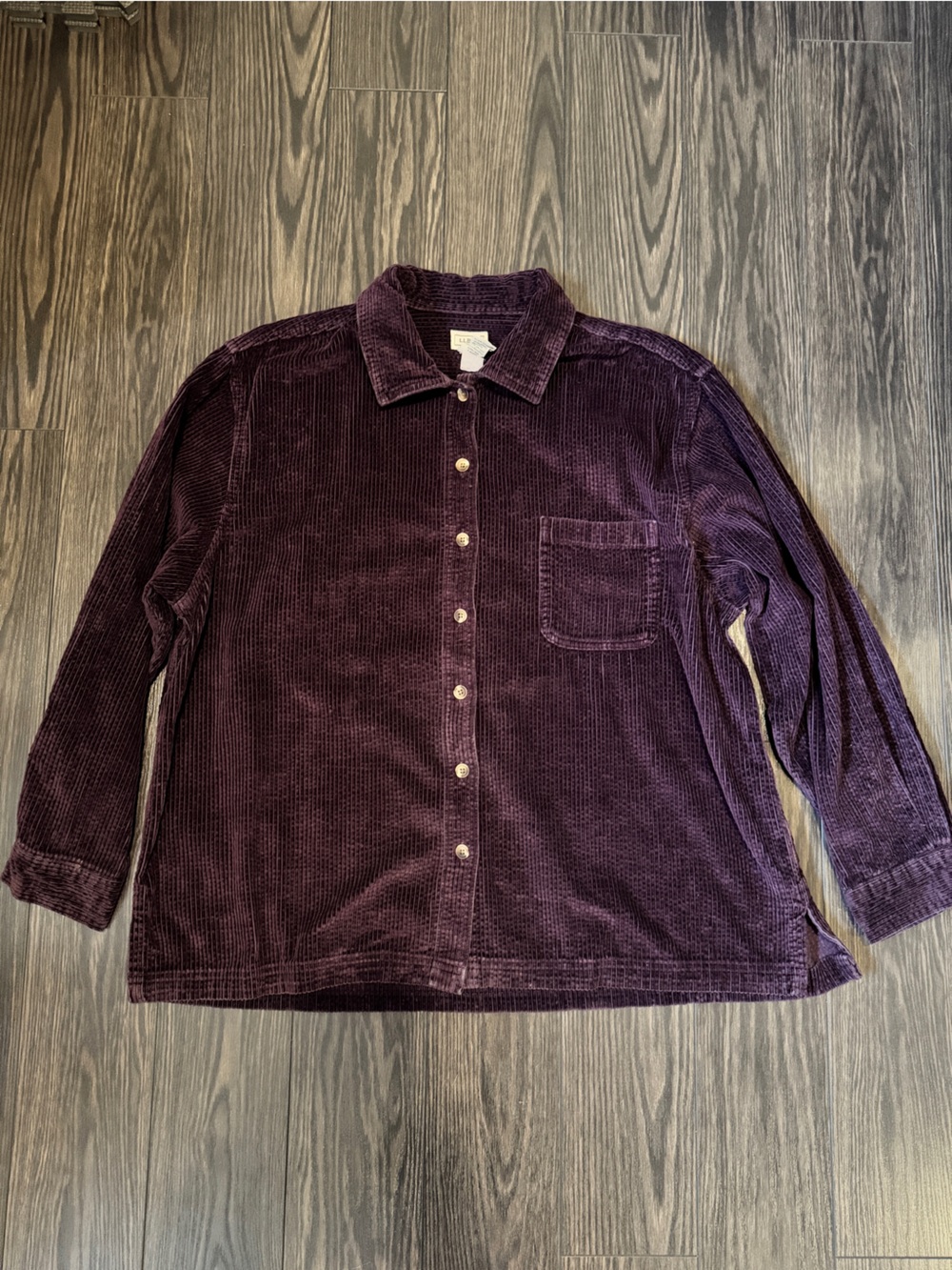 L.L. Bean Women's Corduroy Shirt Jacket in Plum Purple - women’s size XL